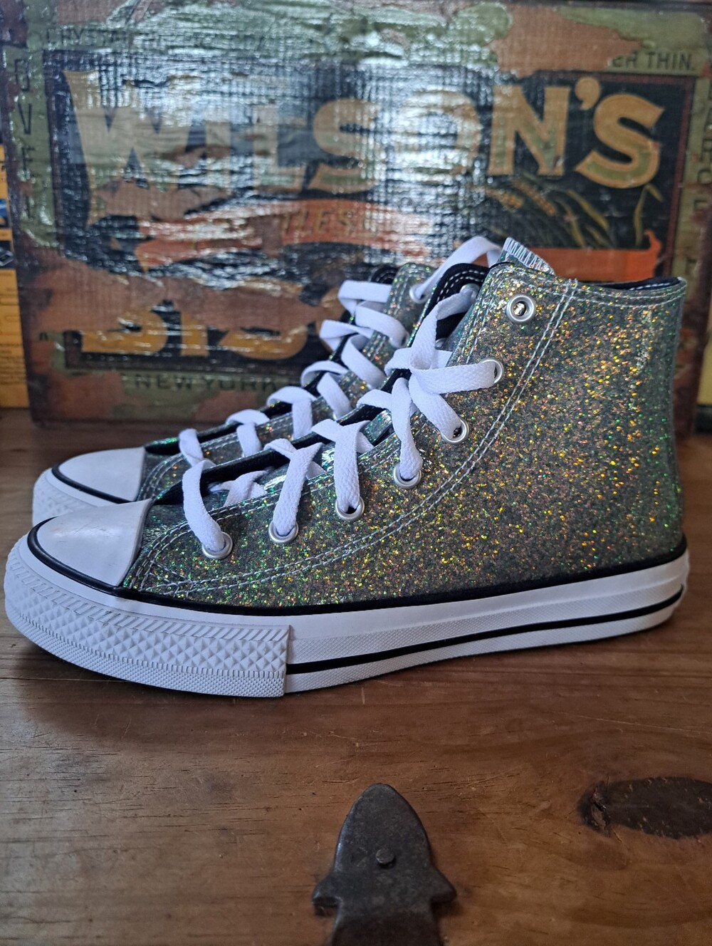 Converse Chuck Taylor All Star Winter Glitter High Top Sneakers Kids SZ 4 672097